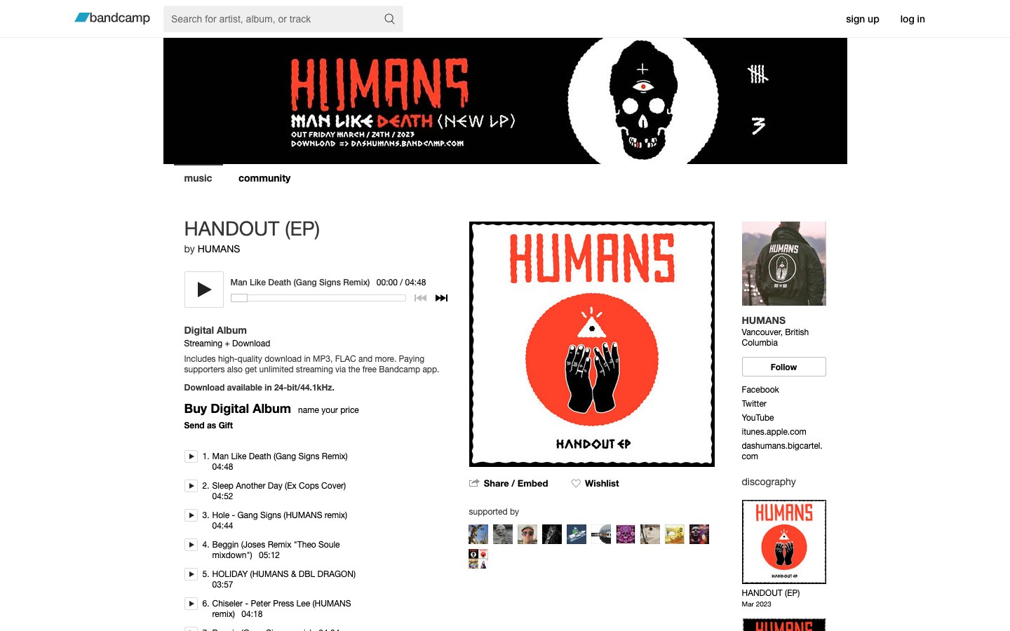 The current homepage
